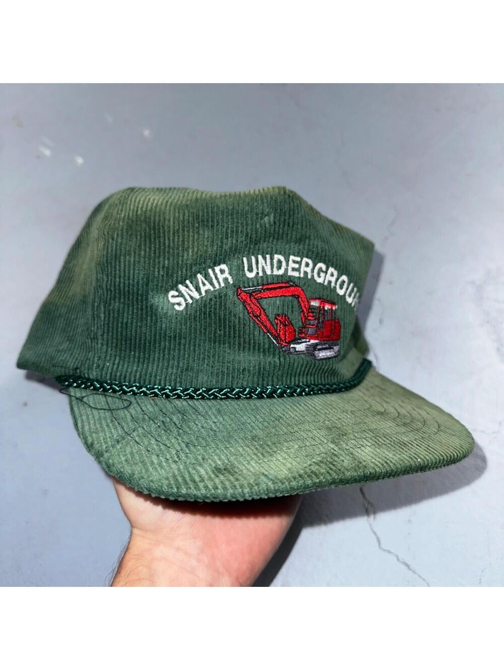 Snair Underground Corduroy VTG Hat Cap Snapback Construction Bulldozer Otto